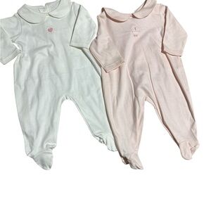 Lydababy 100% Pima cotton footie one ivory and one pink